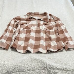 Cuddl Duds Women Plaid Shirt in Brown and Cream